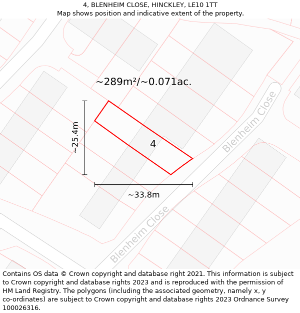 4, BLENHEIM CLOSE, HINCKLEY, LE10 1TT: Plot and title map