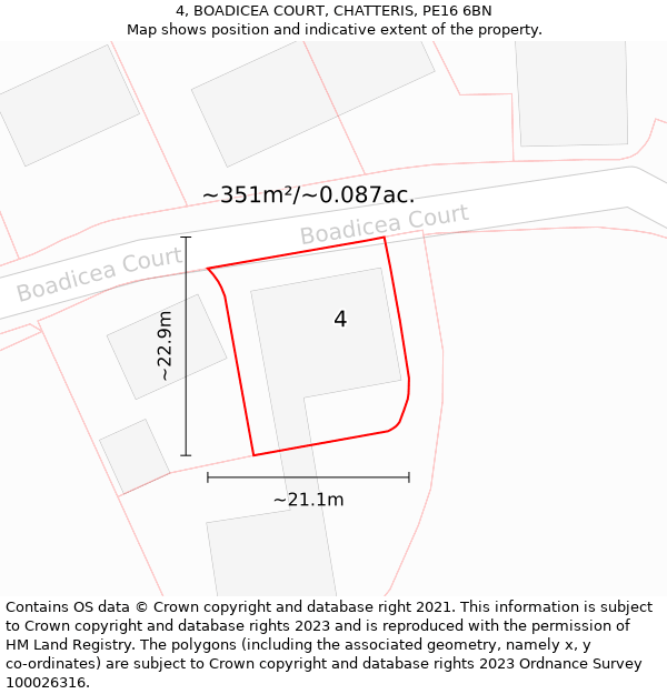 4, BOADICEA COURT, CHATTERIS, PE16 6BN: Plot and title map