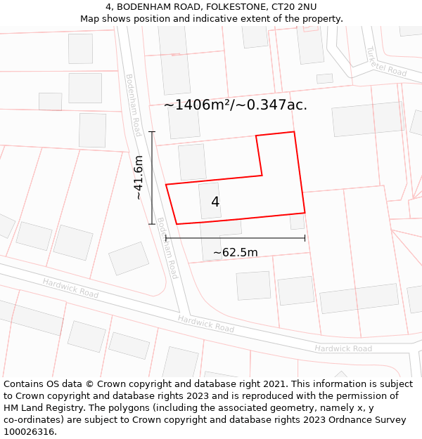 4, BODENHAM ROAD, FOLKESTONE, CT20 2NU: Plot and title map