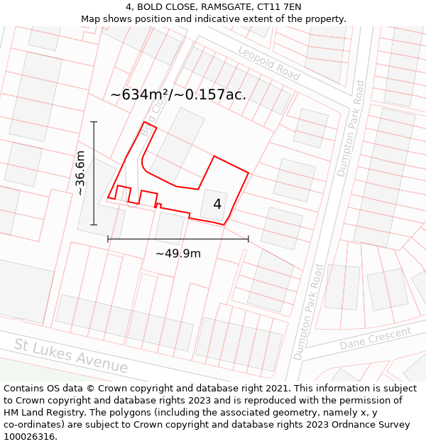 4, BOLD CLOSE, RAMSGATE, CT11 7EN: Plot and title map