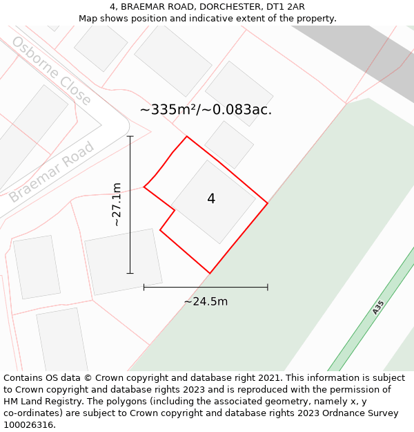 4, BRAEMAR ROAD, DORCHESTER, DT1 2AR: Plot and title map