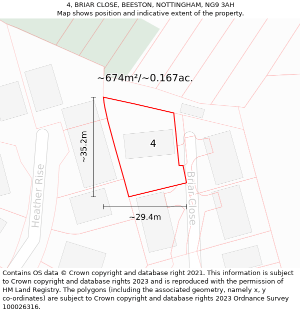 4, BRIAR CLOSE, BEESTON, NOTTINGHAM, NG9 3AH: Plot and title map