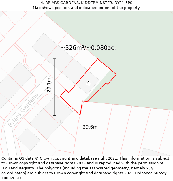 4, BRIARS GARDENS, KIDDERMINSTER, DY11 5PS: Plot and title map