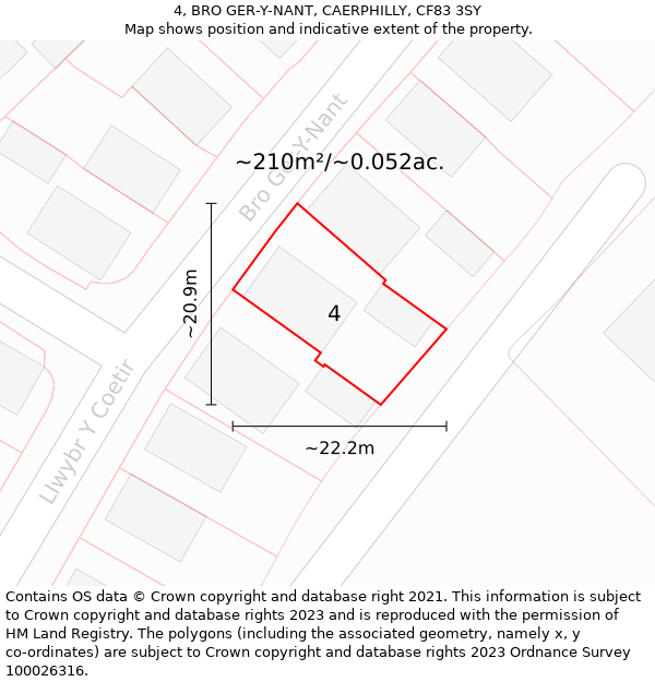 4, BRO GER-Y-NANT, CAERPHILLY, CF83 3SY: Plot and title map