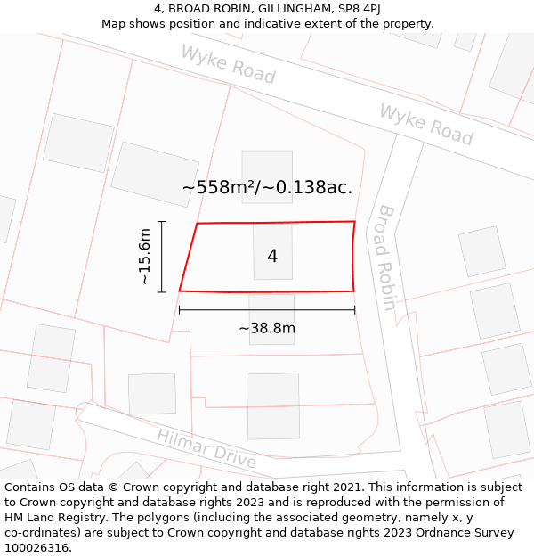 4, BROAD ROBIN, GILLINGHAM, SP8 4PJ: Plot and title map