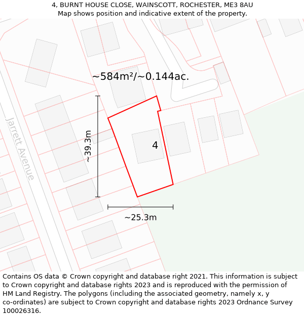 4, BURNT HOUSE CLOSE, WAINSCOTT, ROCHESTER, ME3 8AU: Plot and title map