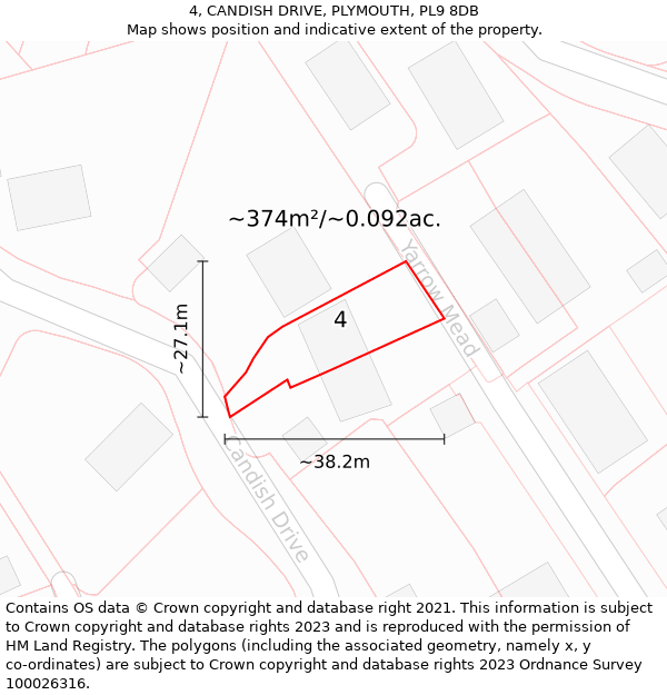 4, CANDISH DRIVE, PLYMOUTH, PL9 8DB: Plot and title map