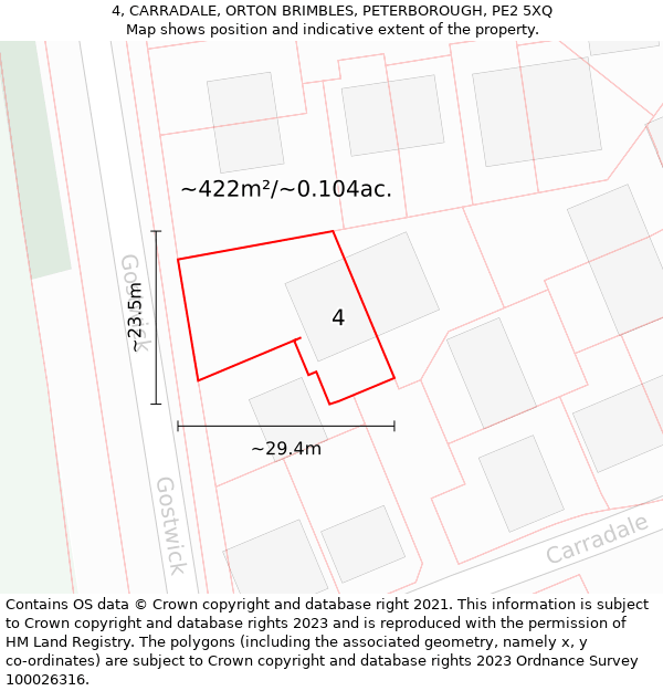 4, CARRADALE, ORTON BRIMBLES, PETERBOROUGH, PE2 5XQ: Plot and title map