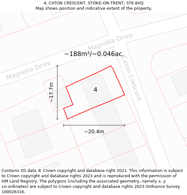 4, CATON CRESCENT, STOKE-ON-TRENT, ST6 8XQ: Plot and title map