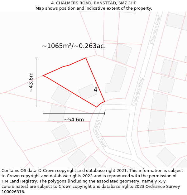 4, CHALMERS ROAD, BANSTEAD, SM7 3HF: Plot and title map