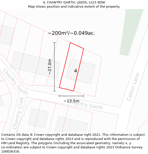 4, CHANTRY GARTH, LEEDS, LS15 9DW: Plot and title map