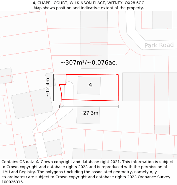 4, CHAPEL COURT, WILKINSON PLACE, WITNEY, OX28 6GG: Plot and title map