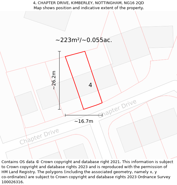 4, CHAPTER DRIVE, KIMBERLEY, NOTTINGHAM, NG16 2QD: Plot and title map