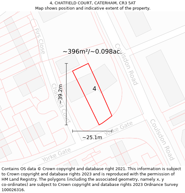 4, CHATFIELD COURT, CATERHAM, CR3 5AT: Plot and title map