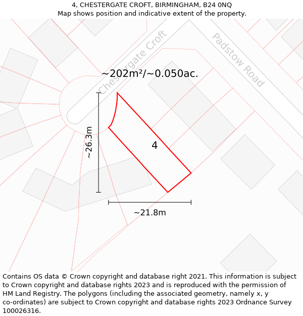 4, CHESTERGATE CROFT, BIRMINGHAM, B24 0NQ: Plot and title map