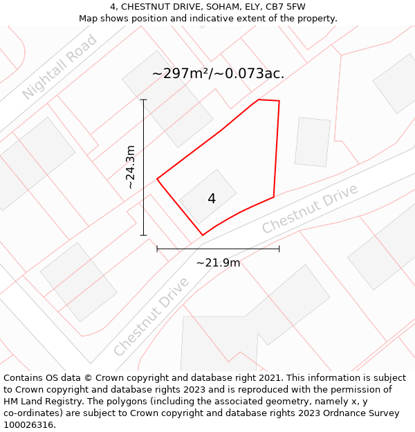 4, CHESTNUT DRIVE, SOHAM, ELY, CB7 5FW: Plot and title map