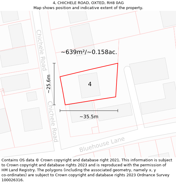 4, CHICHELE ROAD, OXTED, RH8 0AG: Plot and title map