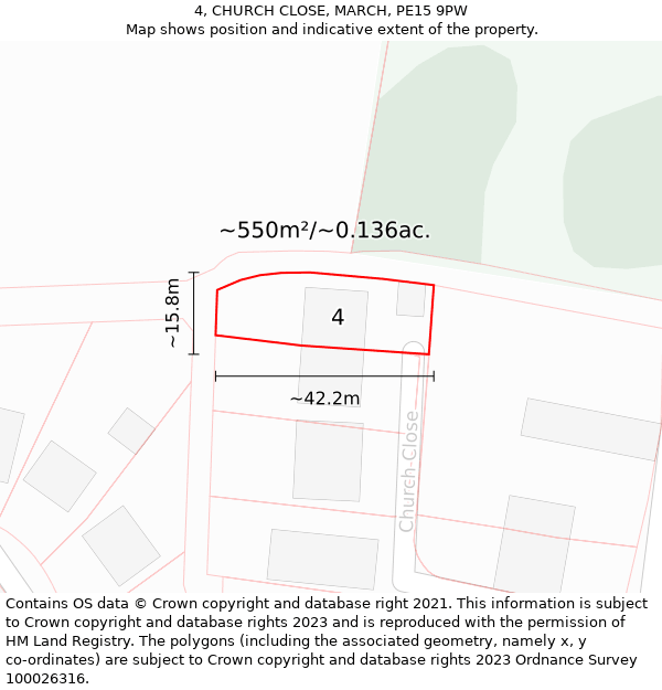 4, CHURCH CLOSE, MARCH, PE15 9PW: Plot and title map