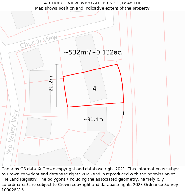 4, CHURCH VIEW, WRAXALL, BRISTOL, BS48 1HF: Plot and title map