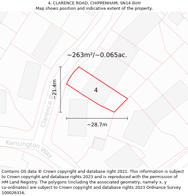 4, CLARENCE ROAD, CHIPPENHAM, SN14 0UH: Plot and title map