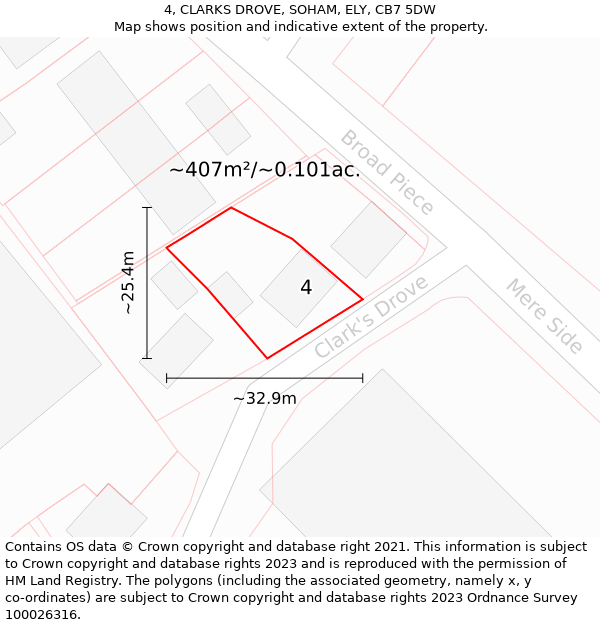 4, CLARKS DROVE, SOHAM, ELY, CB7 5DW: Plot and title map