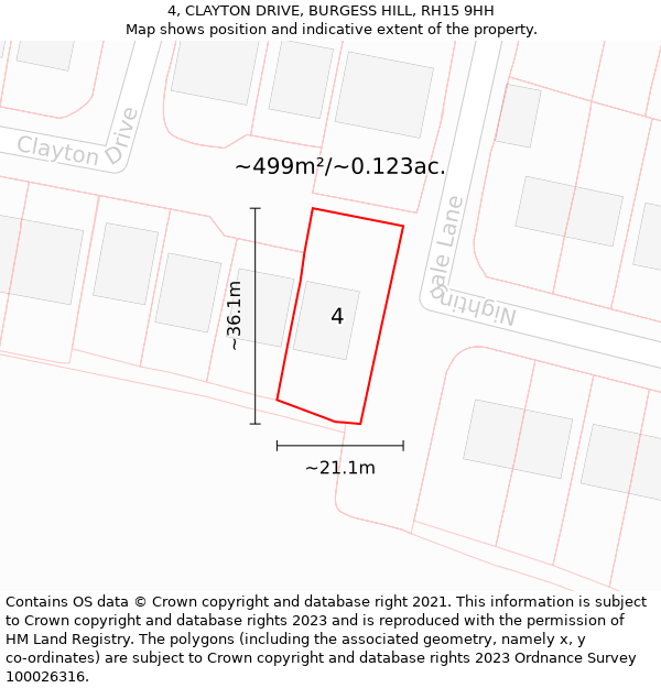 4, CLAYTON DRIVE, BURGESS HILL, RH15 9HH: Plot and title map