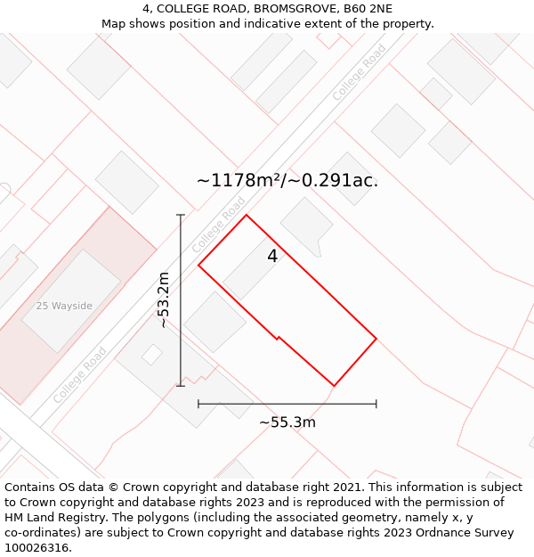 4, COLLEGE ROAD, BROMSGROVE, B60 2NE: Plot and title map