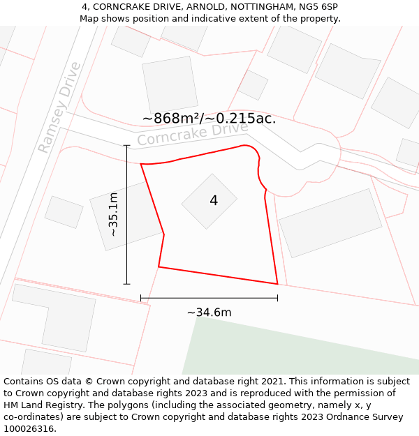 4, CORNCRAKE DRIVE, ARNOLD, NOTTINGHAM, NG5 6SP: Plot and title map