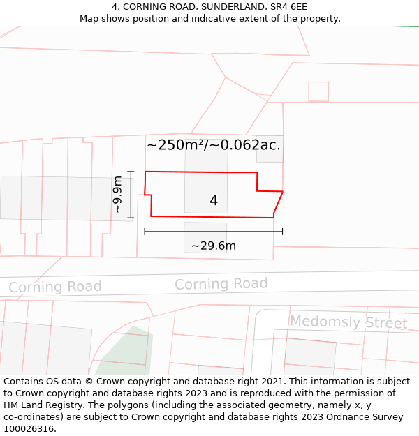 4, CORNING ROAD, SUNDERLAND, SR4 6EE: Plot and title map