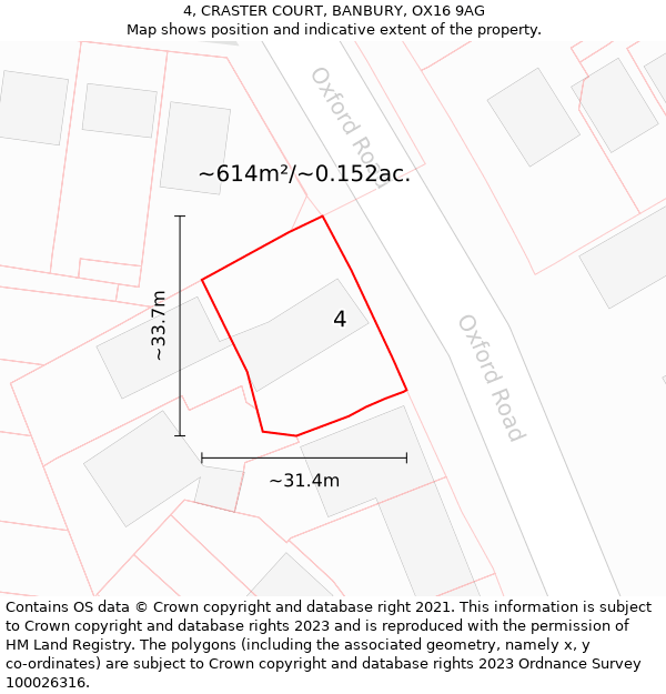 4, CRASTER COURT, BANBURY, OX16 9AG: Plot and title map