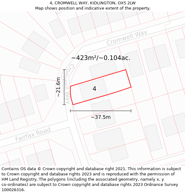 4, CROMWELL WAY, KIDLINGTON, OX5 2LW: Plot and title map