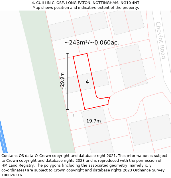 4, CUILLIN CLOSE, LONG EATON, NOTTINGHAM, NG10 4NT: Plot and title map