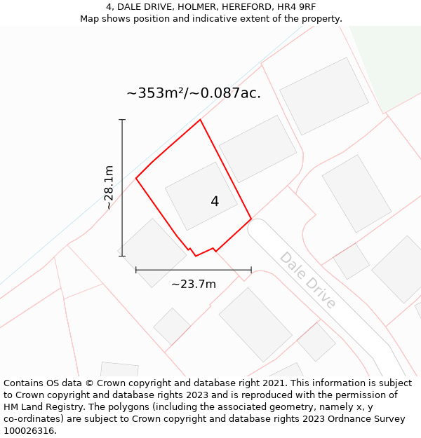 4, DALE DRIVE, HOLMER, HEREFORD, HR4 9RF: Plot and title map