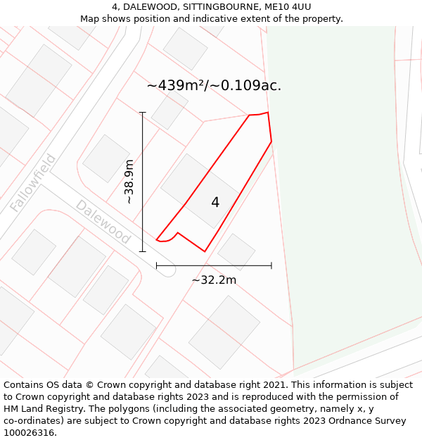 4, DALEWOOD, SITTINGBOURNE, ME10 4UU: Plot and title map