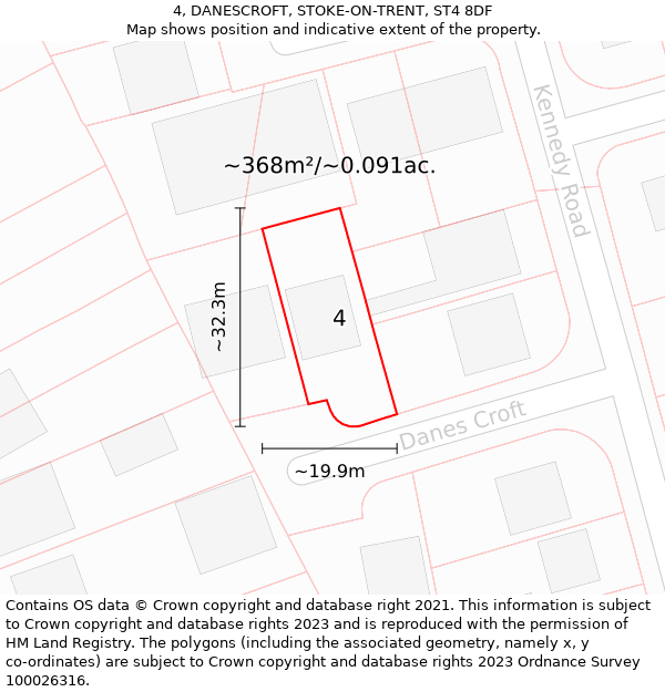 4, DANESCROFT, STOKE-ON-TRENT, ST4 8DF: Plot and title map