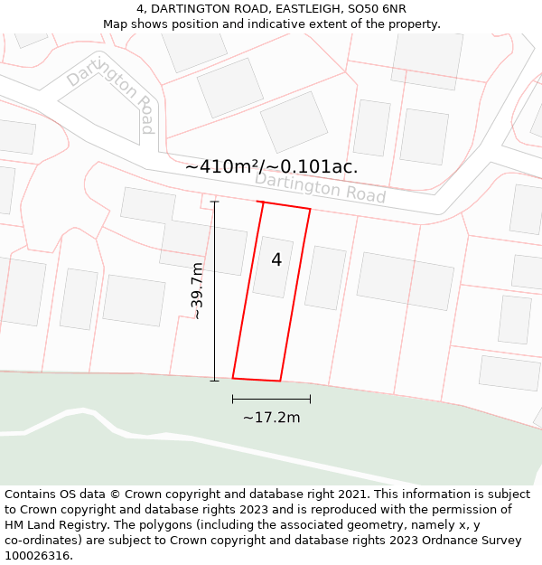 4, DARTINGTON ROAD, EASTLEIGH, SO50 6NR: Plot and title map