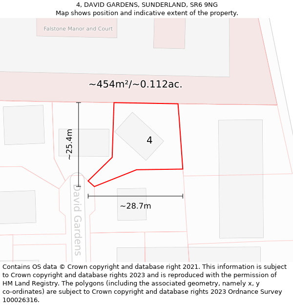 4, DAVID GARDENS, SUNDERLAND, SR6 9NG: Plot and title map