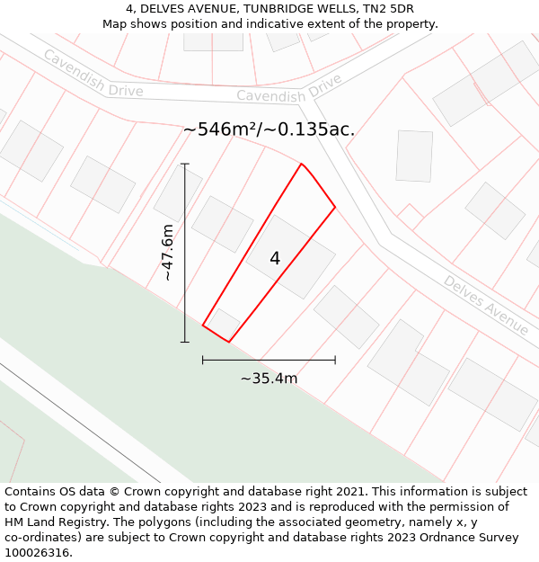 4, DELVES AVENUE, TUNBRIDGE WELLS, TN2 5DR: Plot and title map