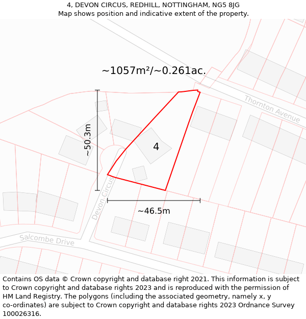 4, DEVON CIRCUS, REDHILL, NOTTINGHAM, NG5 8JG: Plot and title map