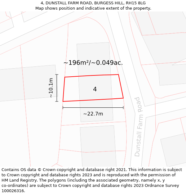 4, DUNSTALL FARM ROAD, BURGESS HILL, RH15 8LG: Plot and title map