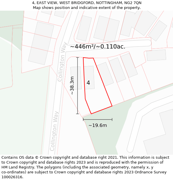 4, EAST VIEW, WEST BRIDGFORD, NOTTINGHAM, NG2 7QN: Plot and title map