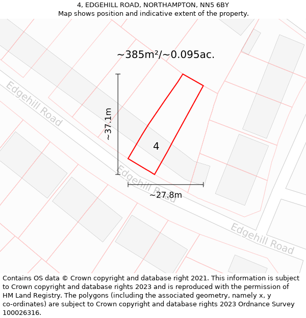 4, EDGEHILL ROAD, NORTHAMPTON, NN5 6BY: Plot and title map