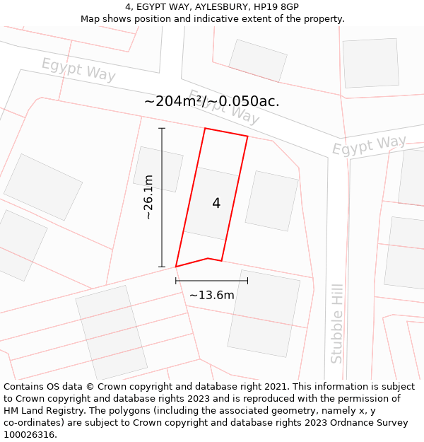 4, EGYPT WAY, AYLESBURY, HP19 8GP: Plot and title map