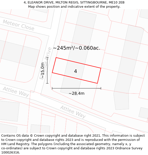 4, ELEANOR DRIVE, MILTON REGIS, SITTINGBOURNE, ME10 2EB: Plot and title map