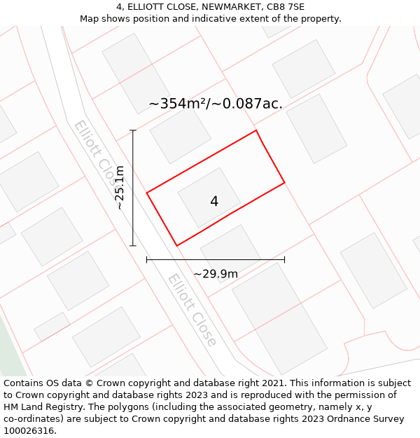 4, ELLIOTT CLOSE, NEWMARKET, CB8 7SE: Plot and title map