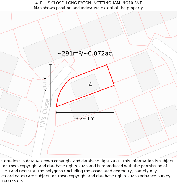 4, ELLIS CLOSE, LONG EATON, NOTTINGHAM, NG10 3NT: Plot and title map