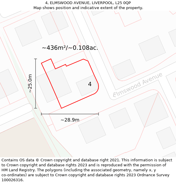 4, ELMSWOOD AVENUE, LIVERPOOL, L25 0QP: Plot and title map