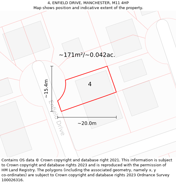 4, ENFIELD DRIVE, MANCHESTER, M11 4HP: Plot and title map