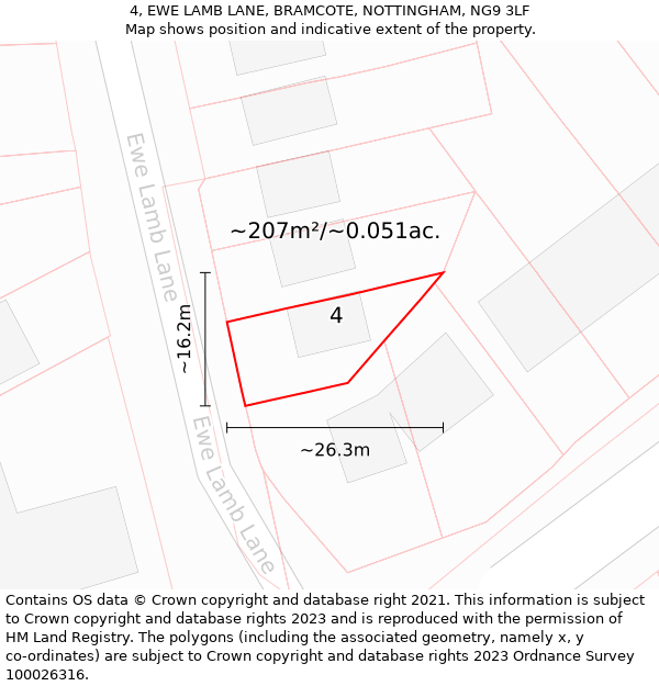 4, EWE LAMB LANE, BRAMCOTE, NOTTINGHAM, NG9 3LF: Plot and title map