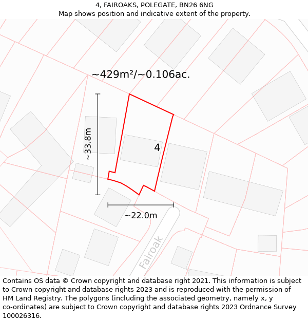 4, FAIROAKS, POLEGATE, BN26 6NG: Plot and title map